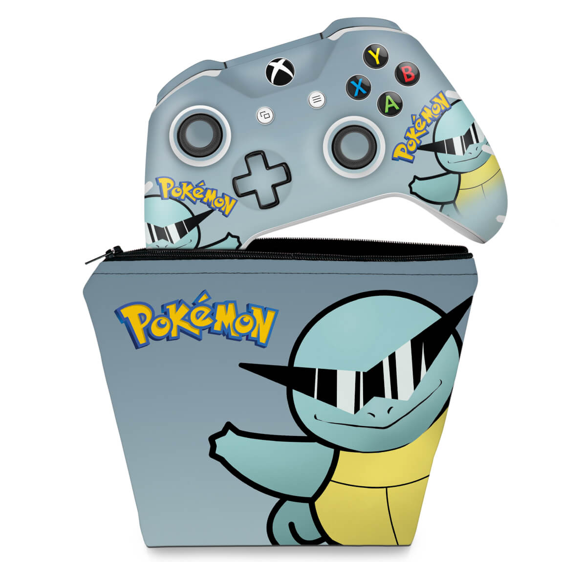KIT Capa Case e Skin Anti-Rage Xbox One Slim X Controle - Pokemon Squirtle