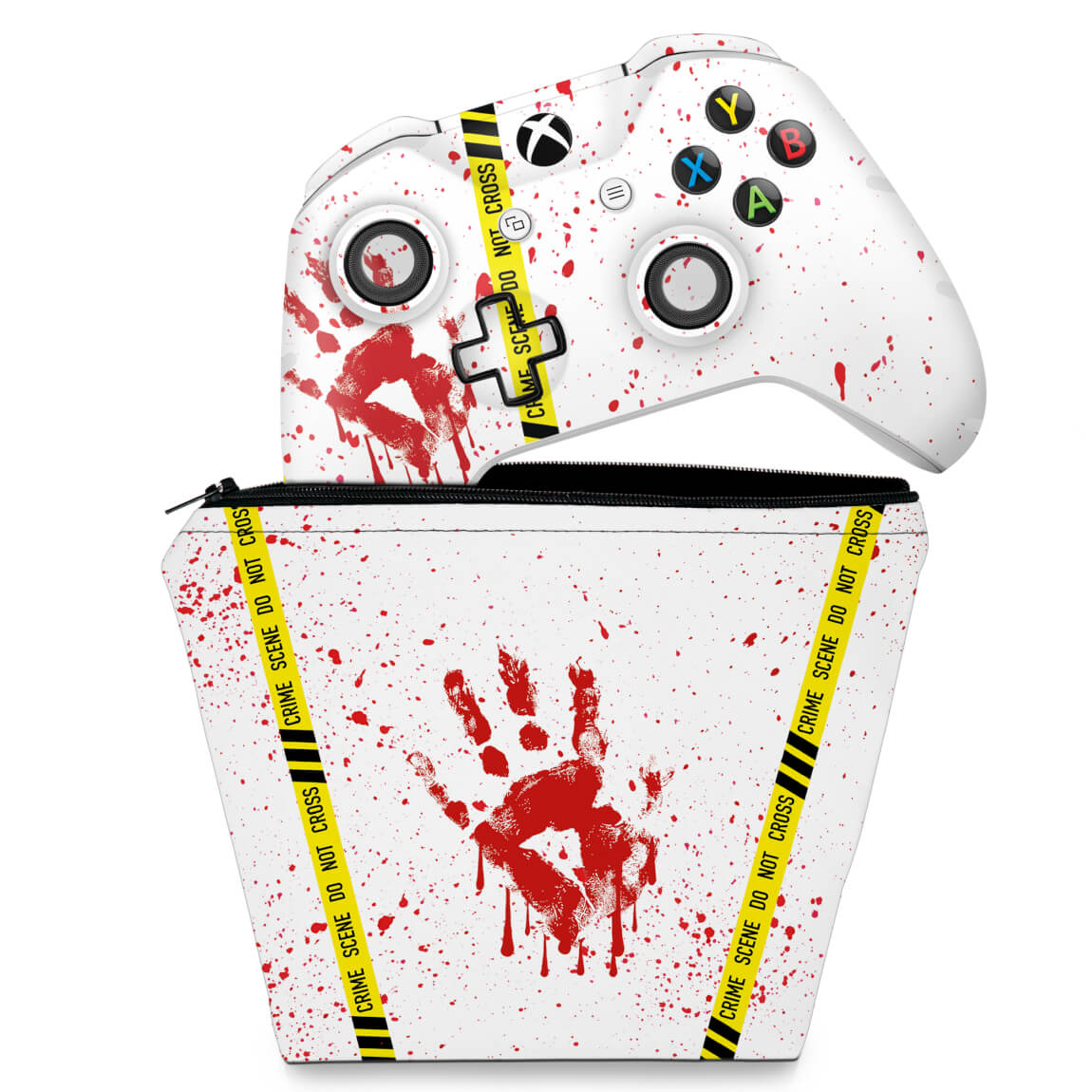 KIT Capa Case e Skin Anti-Rage Xbox One Slim X Controle - Cena de Crime Scene