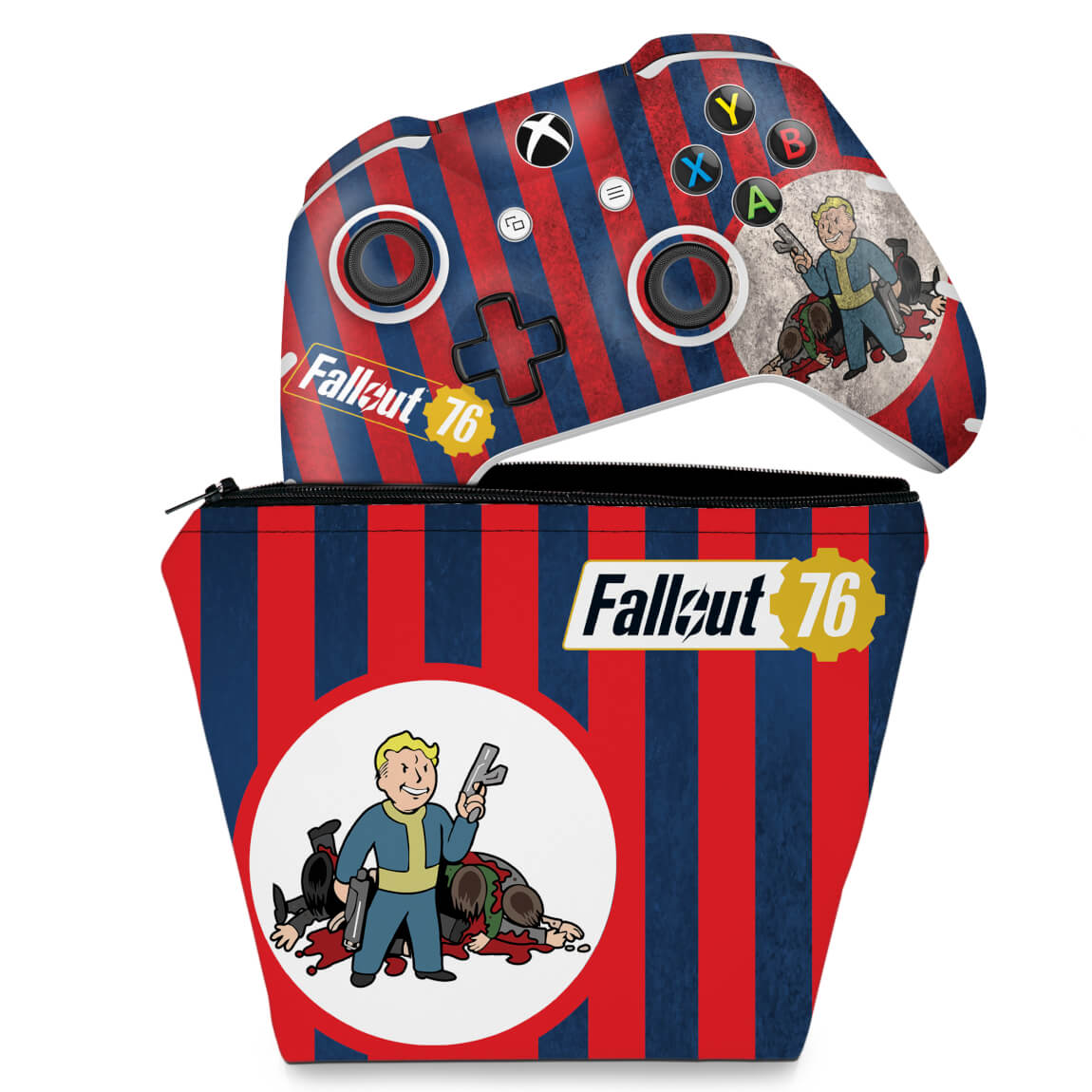 KIT Capa Case e Skin Anti-Rage Xbox One Slim X Controle - Fallout 76