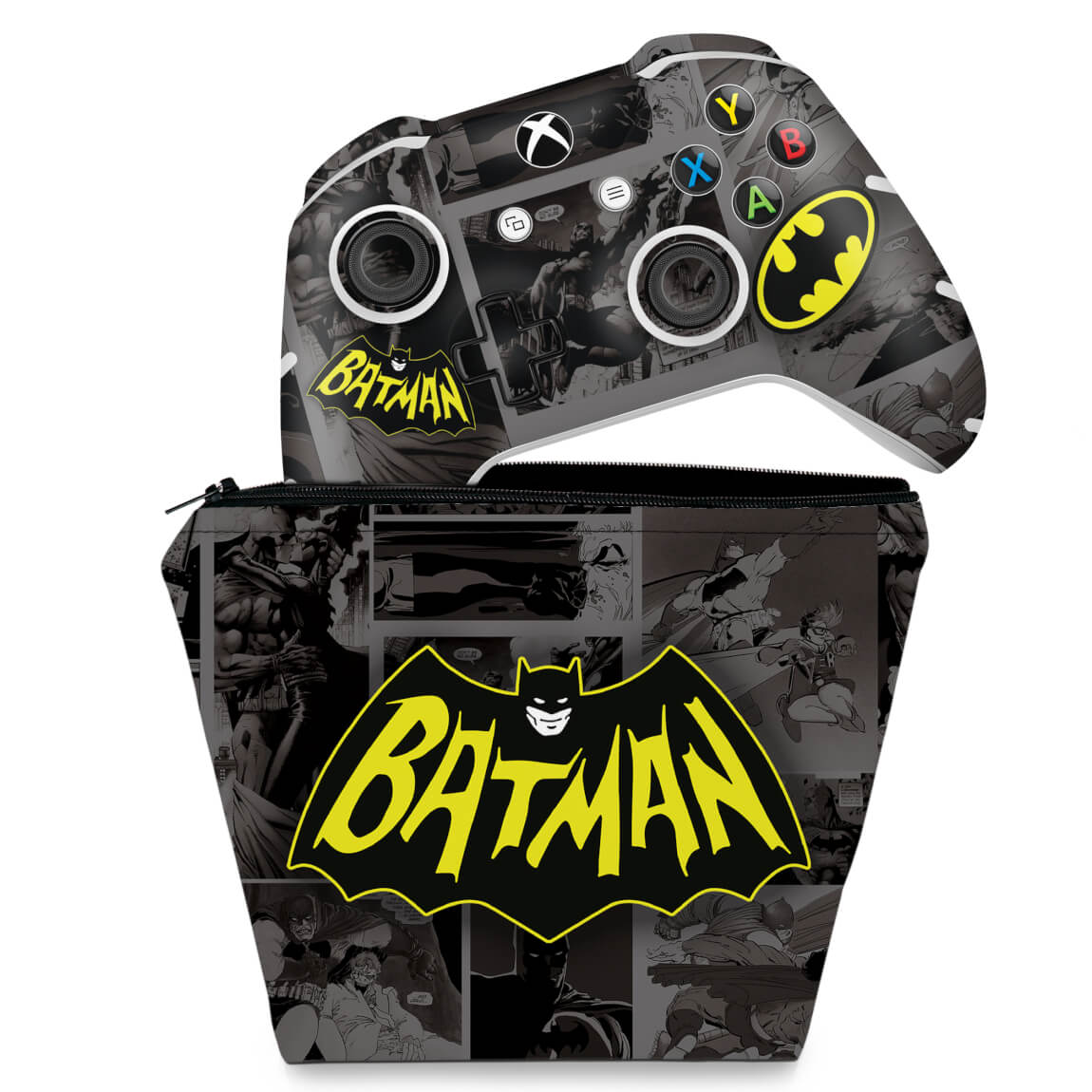 KIT Capa Case e Skin Anti-Rage Xbox One Slim X Controle - Batman Comics