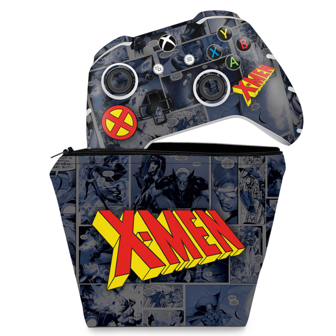 KIT Capa Case e Skin Anti-Rage Xbox One Slim X Controle - X-Men Comics