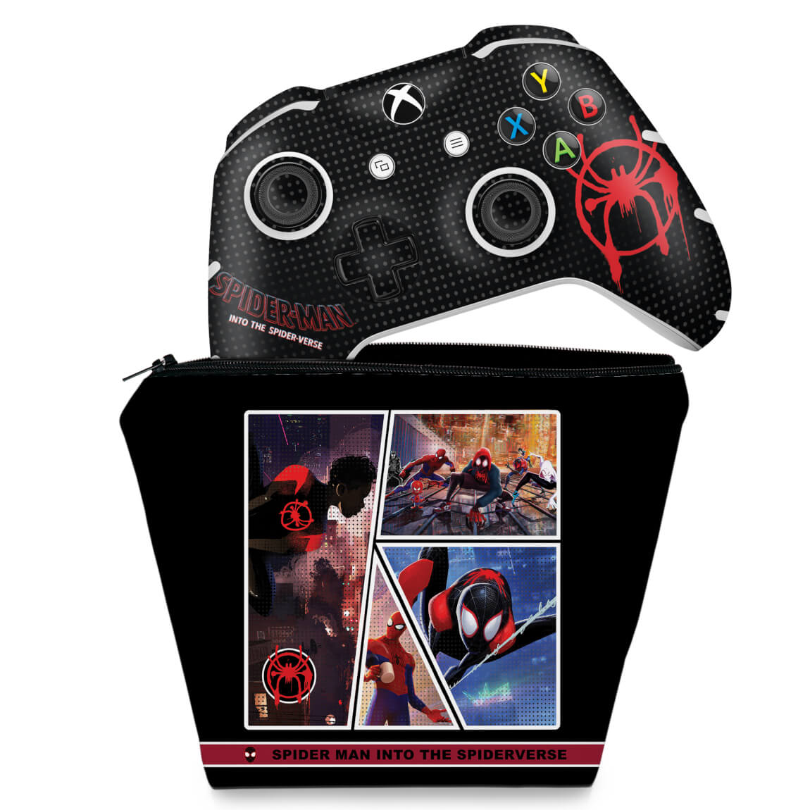 KIT Capa Case e Skin Anti-Rage Xbox One Slim X Controle - Homem-Aranha no Aranhaverso