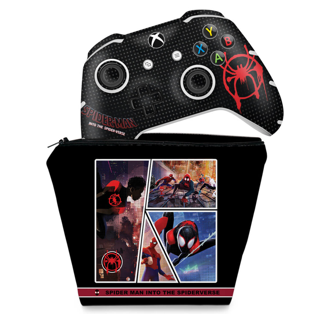 KIT Capa Case e Skin Anti-Rage Xbox One Slim X Controle - Homem-Aranha no Aranhaverso