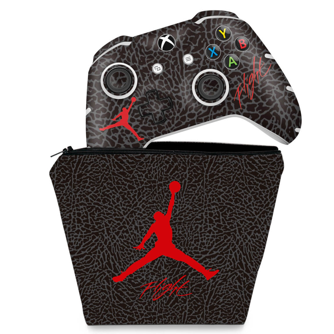 KIT Capa Case e Skin Anti-Rage Xbox One Slim X Controle - Air Jordan Flight