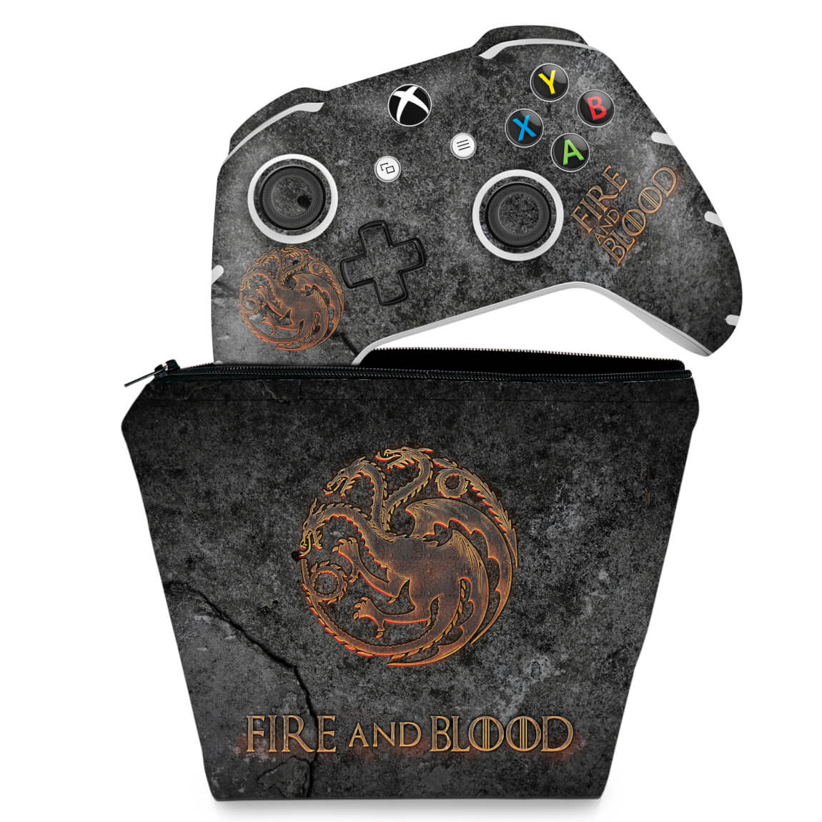 KIT Capa Case e Skin Anti-Rage Xbox One Slim X Controle - Game of Thrones Targaryen