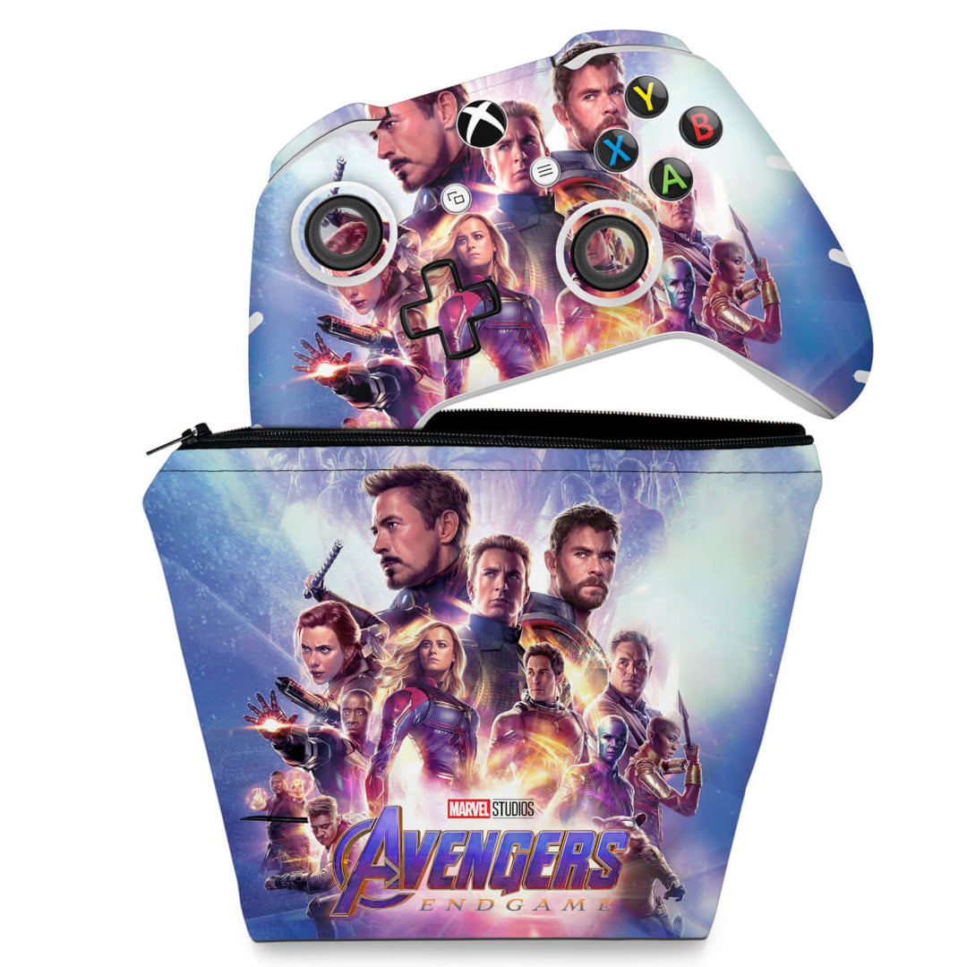 KIT Capa Case e Skin Anti-Rage Xbox One Slim X Controle - Vingadores Ultimato Endgame