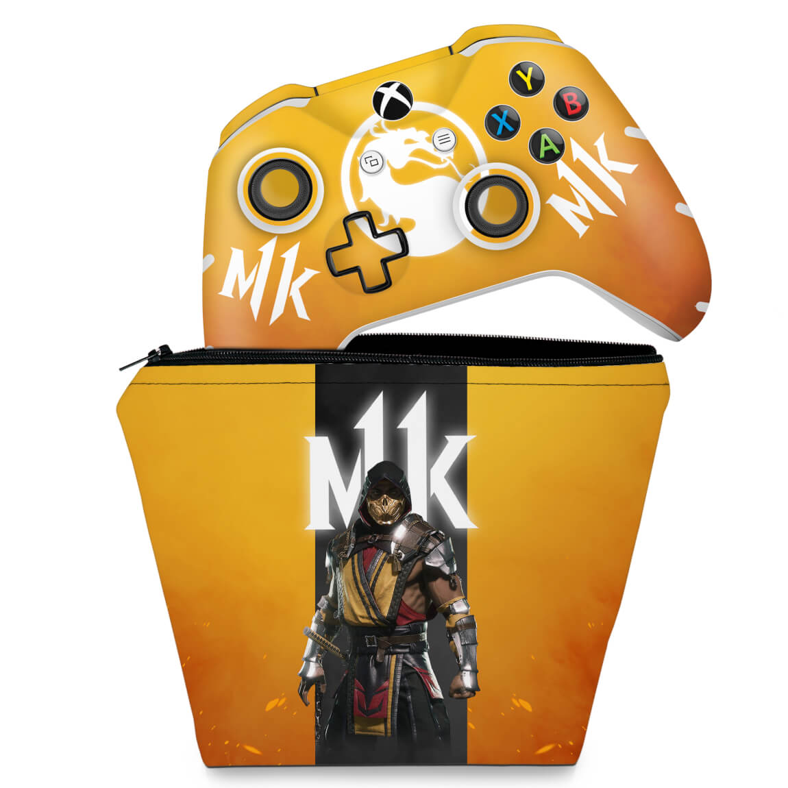 KIT Capa Case e Skin Anti-Rage Xbox One Slim X Controle - Mortal Kombat 11