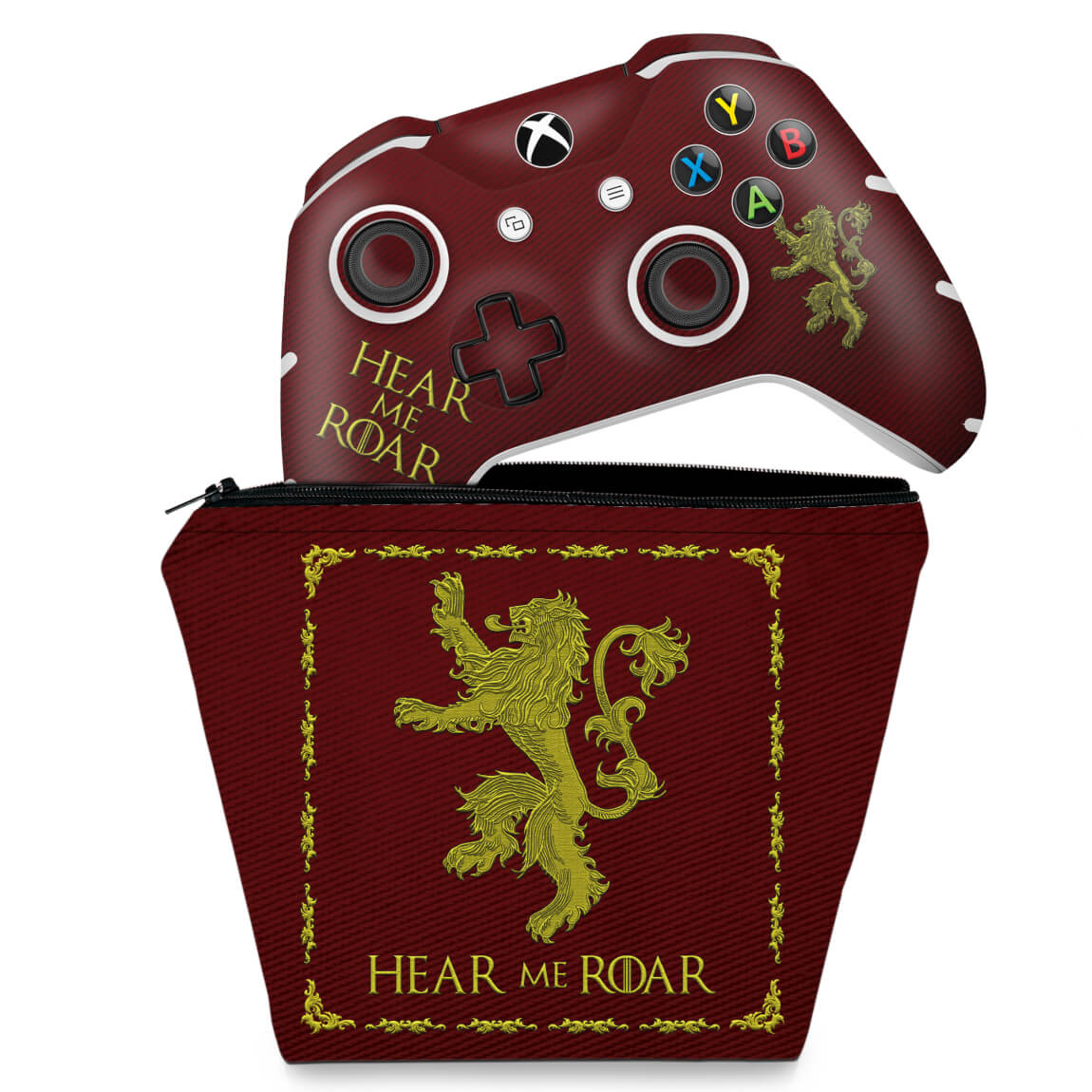 KIT Capa Case e Skin Anti-Rage Xbox One Slim X Controle - Game Of Thrones Lannister