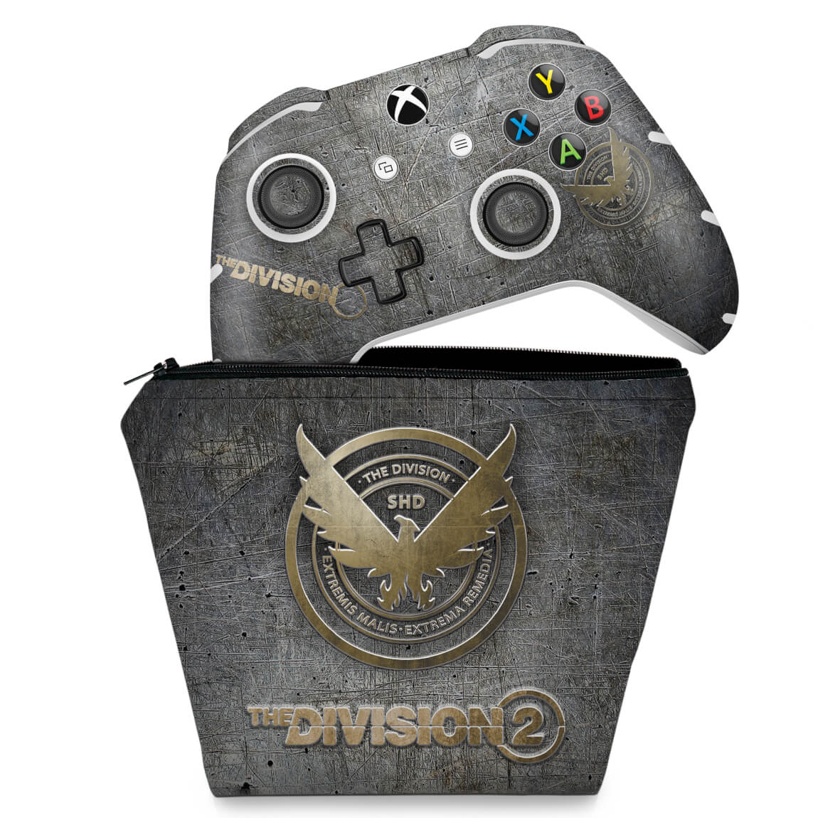 KIT Capa Case e Skin Anti-Rage Xbox One Slim X Controle - The Division 2