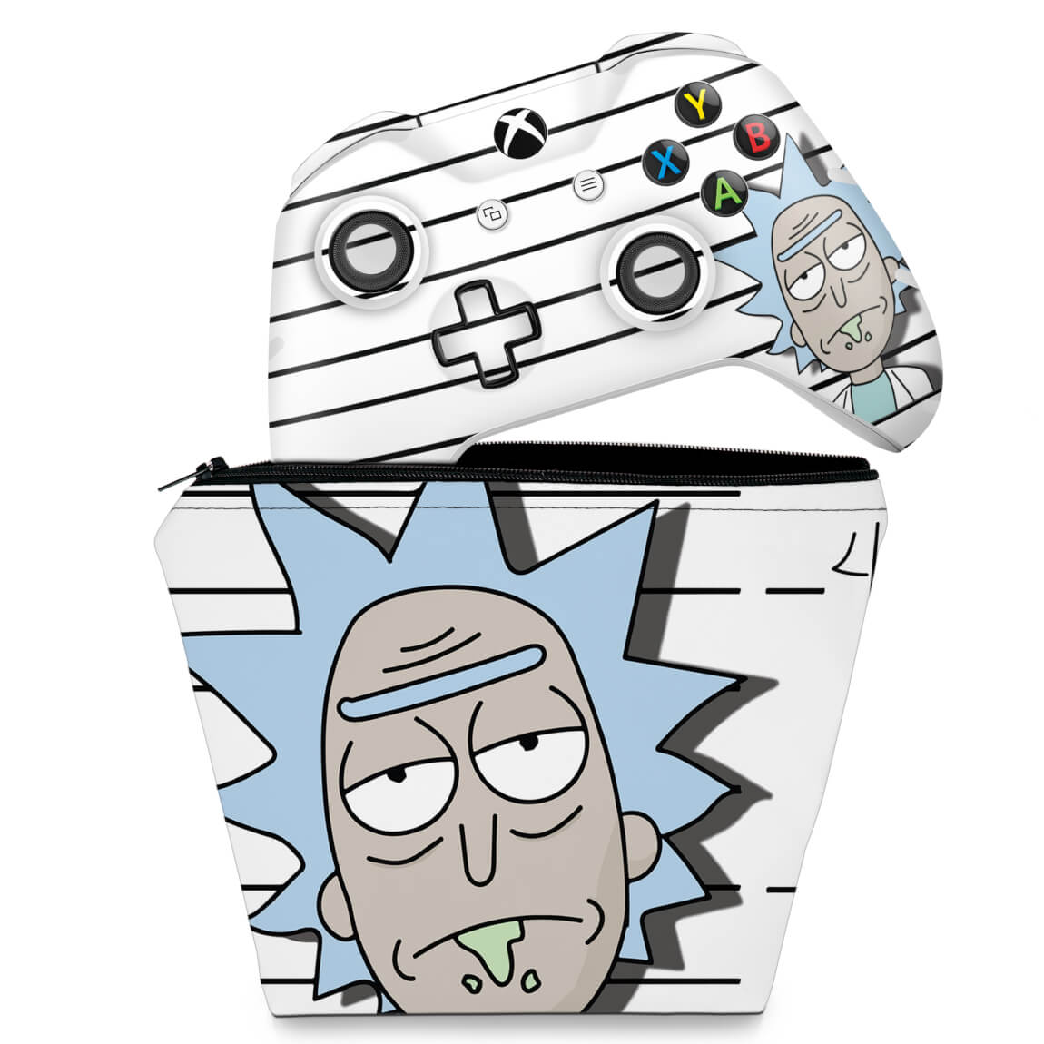 KIT Capa Case e Skin Anti-Rage Xbox One Slim X Controle - Rick Rick and Morty
