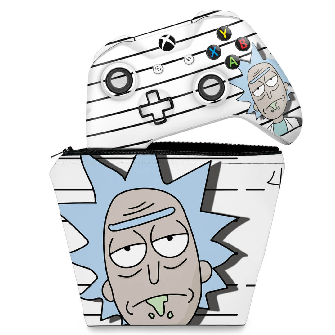 KIT Capa Case e Skin Anti-Rage Xbox One Slim X Controle - Rick Rick and Morty