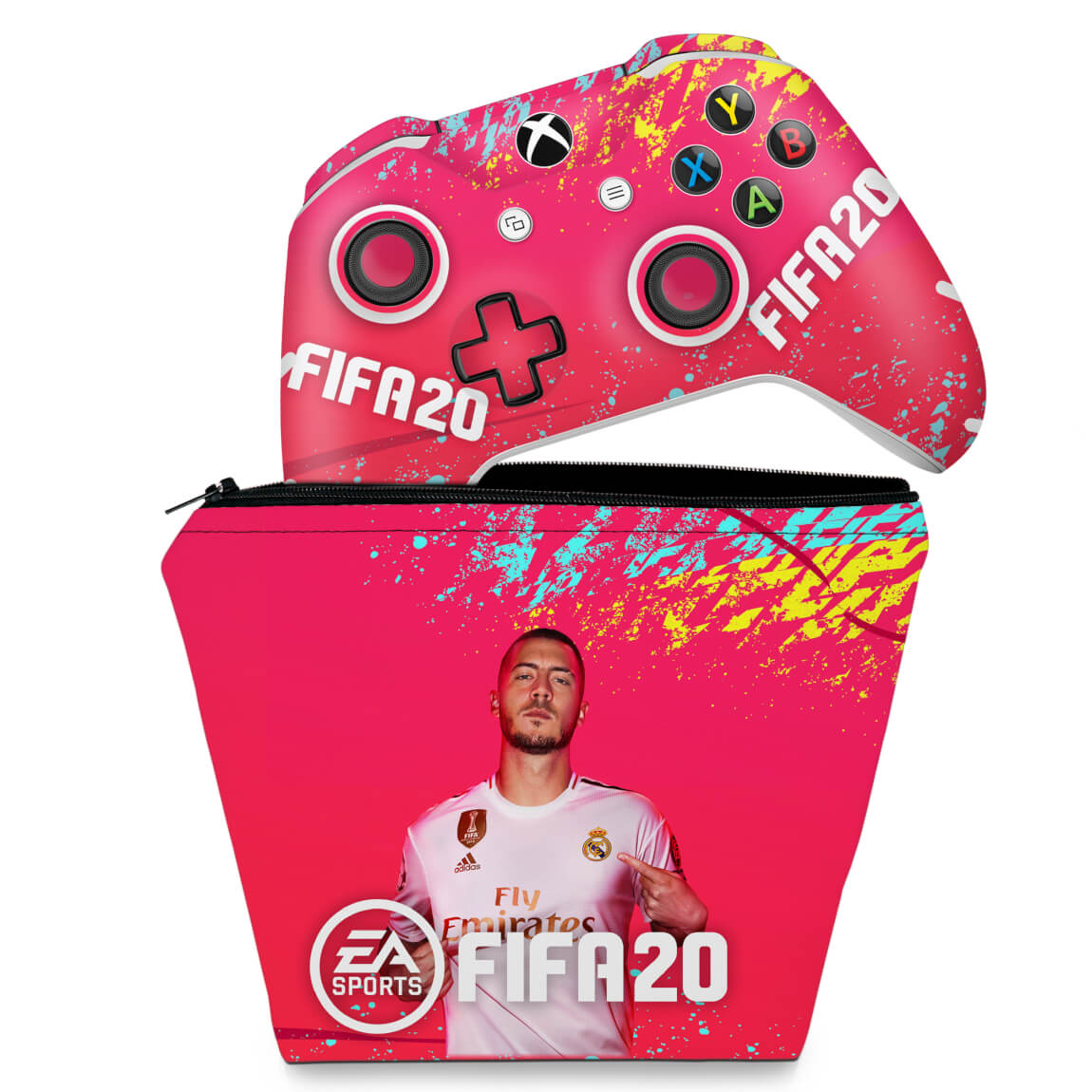 KIT Capa Case e Skin Anti-Rage Xbox One Slim X Controle - FIFA 20