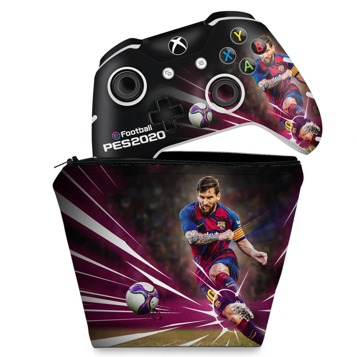 KIT Capa Case e Skin Anti-Rage Xbox One Slim X Controle - PES 2020
