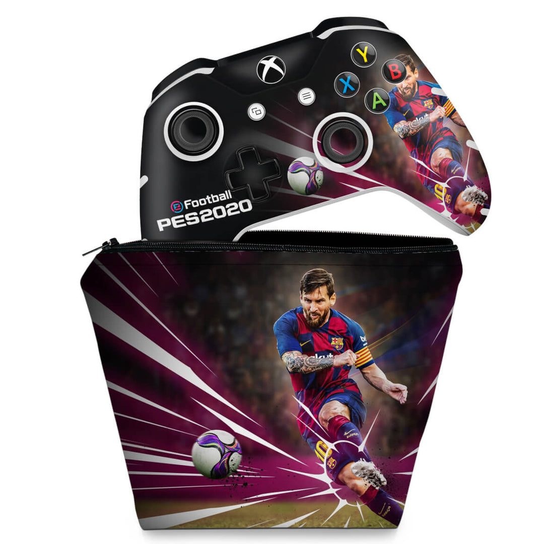 KIT Capa Case e Skin Anti-Rage Xbox One Slim X Controle - PES 2020