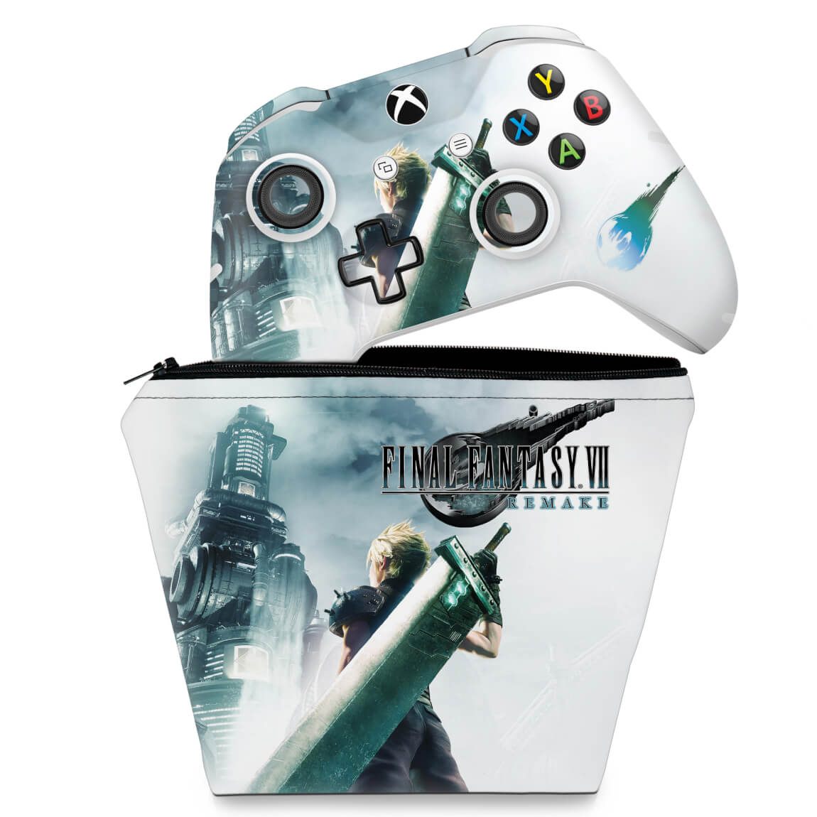 KIT Capa Case e Skin Anti-Rage Xbox One Slim X Controle - Final Fantasy 7 Remake
