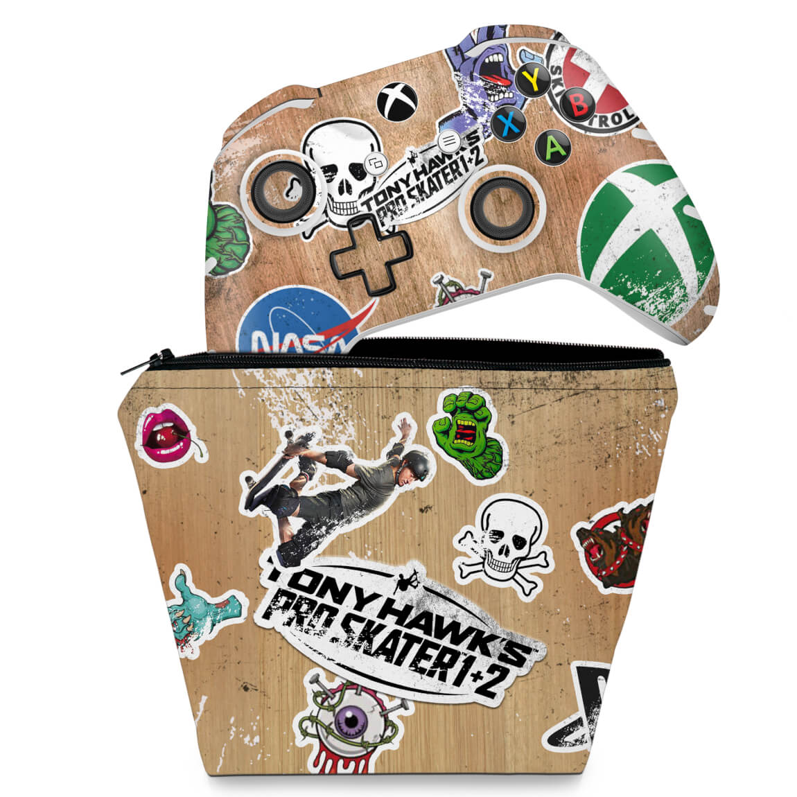 KIT Capa Case e Skin Anti-Rage Xbox One Slim X Controle - Tony Hawk's Pro Skater