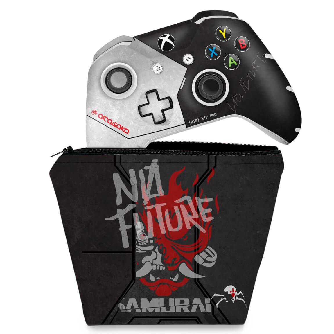 KIT Capa Case e Skin Anti-Rage Xbox One Slim X Controle - Cyberpunk 2077 Bundle