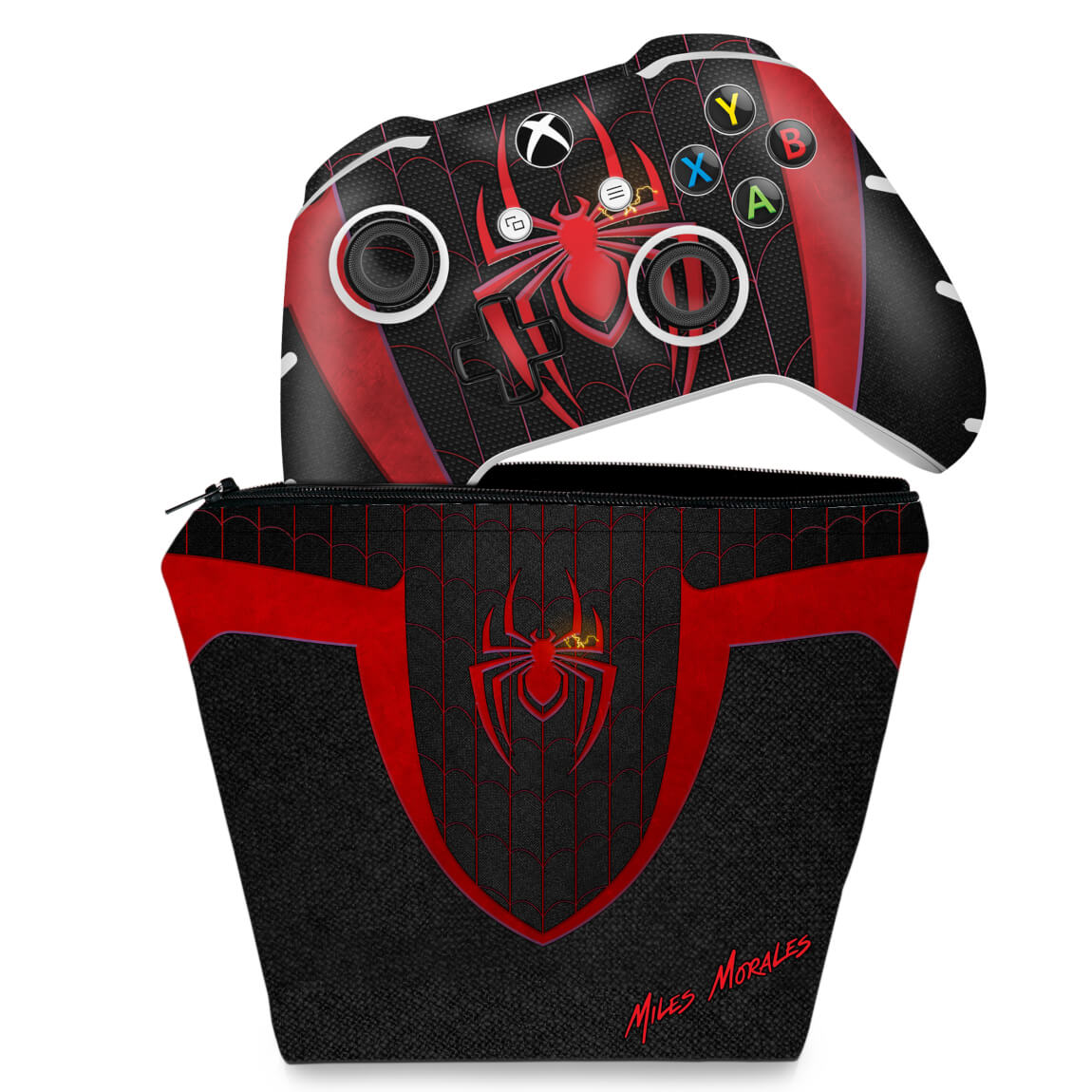 KIT Capa Case e Skin Anti-Rage Xbox One Slim X Controle - Spider-Man: Miles Morales