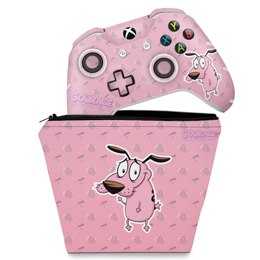 KIT Capa Case e Skin Anti-Rage Xbox One Slim X Controle - Coragem: O cão covarde