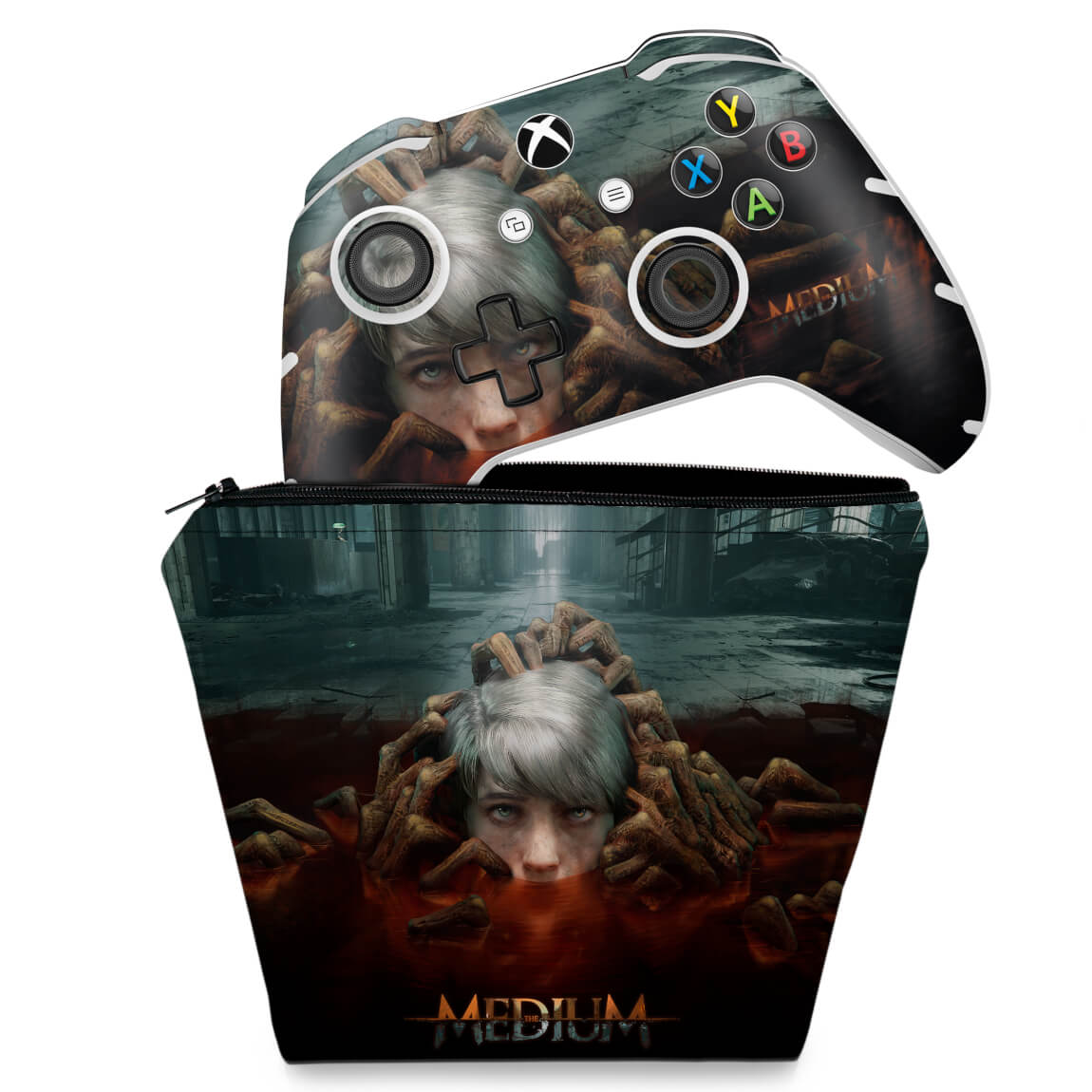 KIT Capa Case e Skin Anti-Rage Xbox One Slim X Controle - The Medium