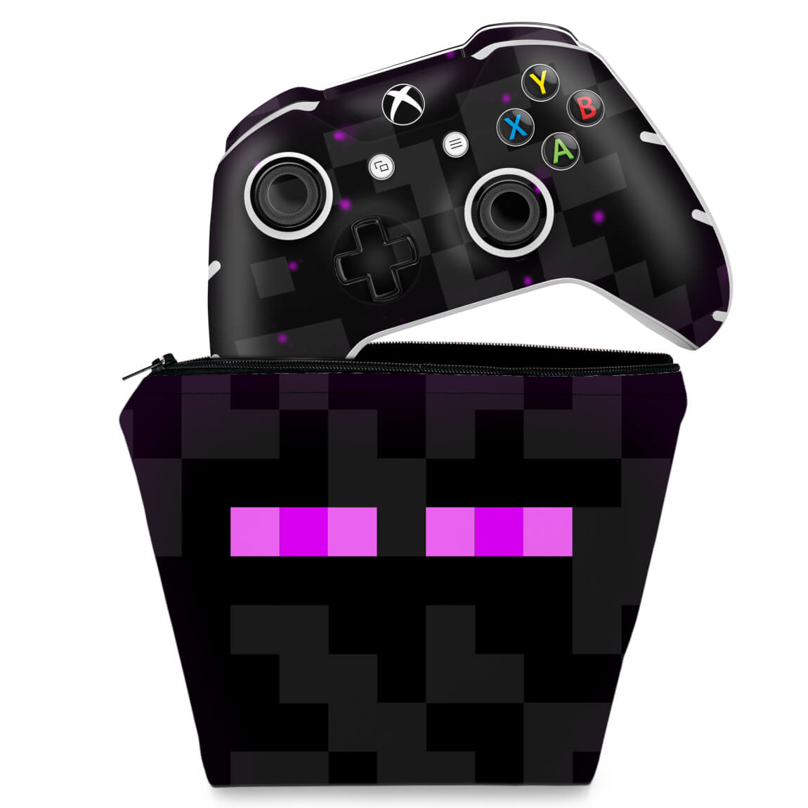 KIT Capa Case e Skin Anti-Rage Xbox One Slim X Controle - Minecraft Enderman