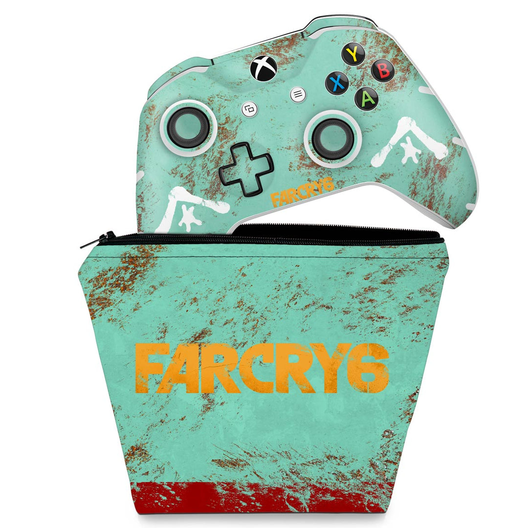 KIT Capa Case e Skin Anti-Rage Xbox One Slim X Controle - Far Cry 6