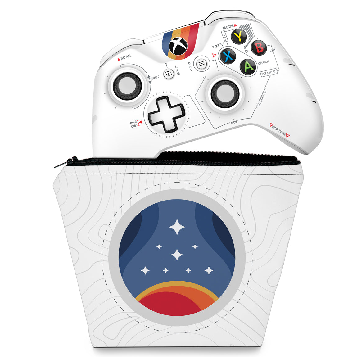 KIT Capa Case e Skin Anti-Rage Xbox One Slim X Controle - Starfield Edition