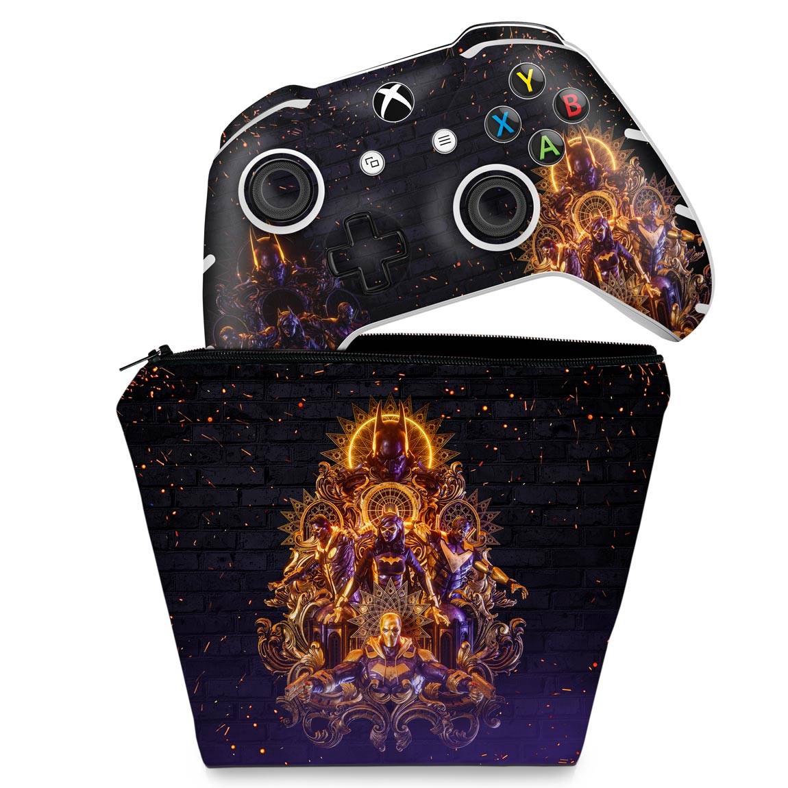 KIT Capa Case e Skin Anti-Rage Xbox One Slim X Controle - Gotham Knights