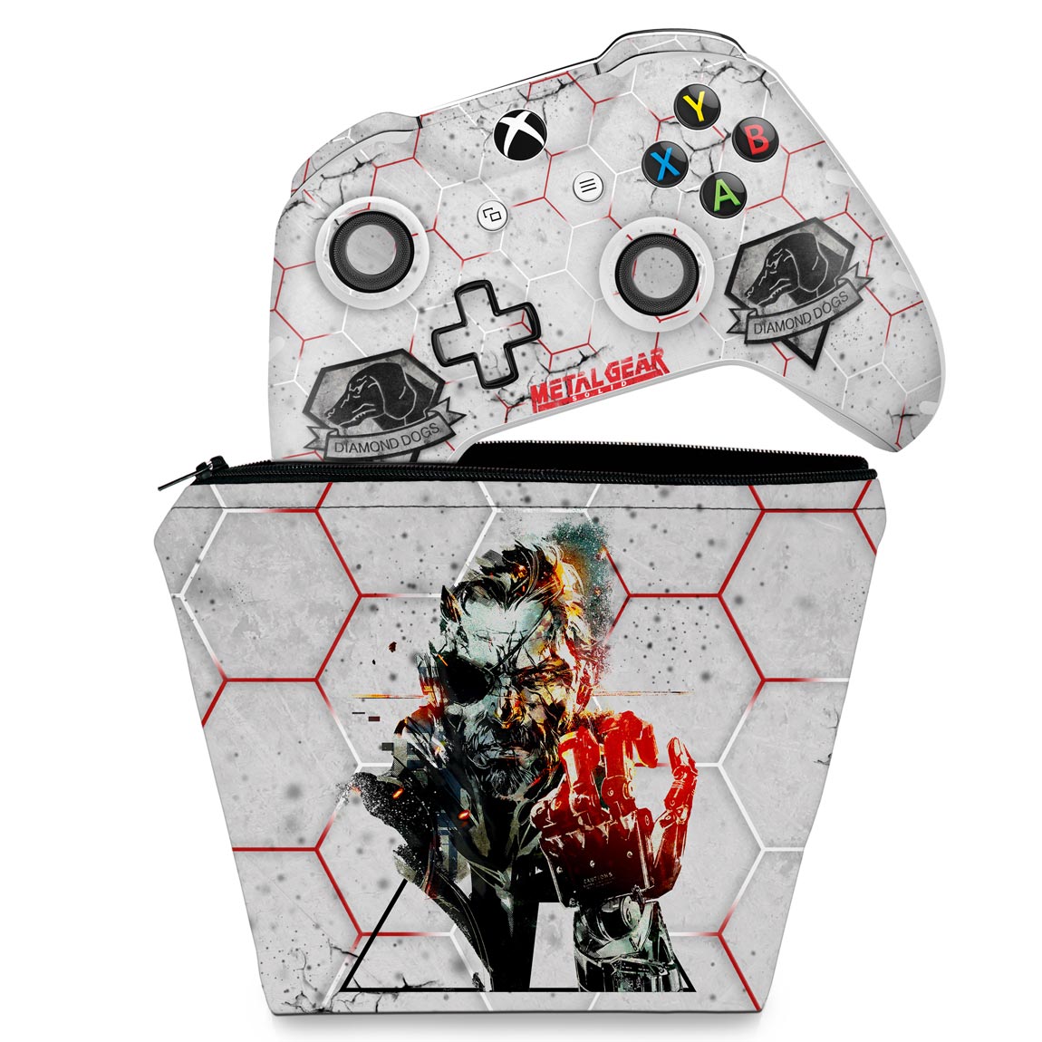 KIT Capa Case e Skin Anti-Rage Xbox One Slim X Controle - Metal Gear Solid