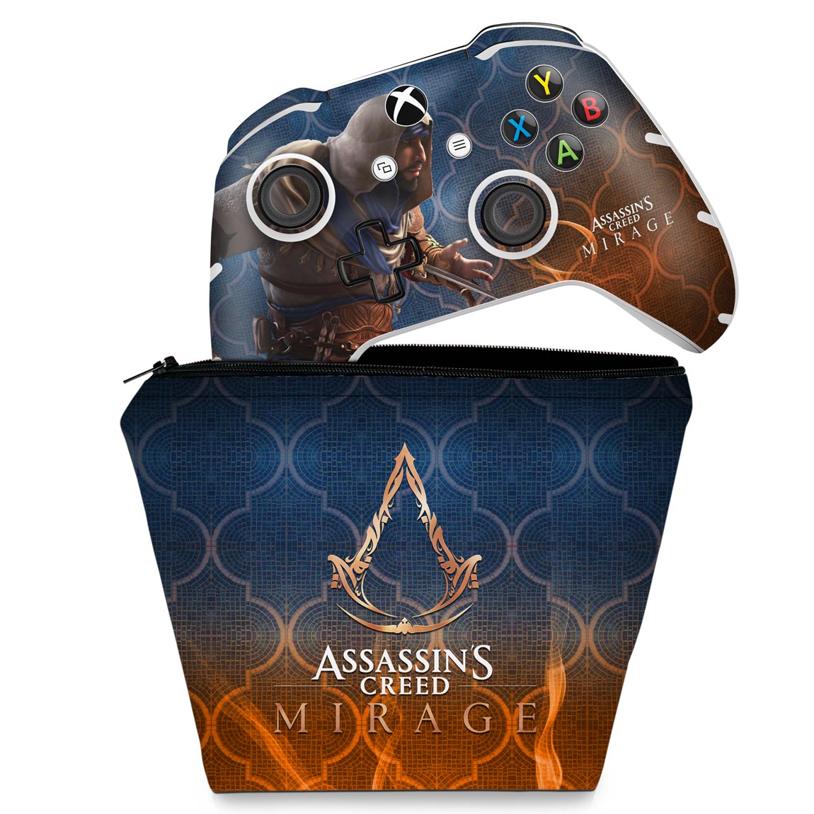 KIT Capa Case e Skin Anti-Rage Xbox One Slim X Controle - Assassin's Creed Mirage