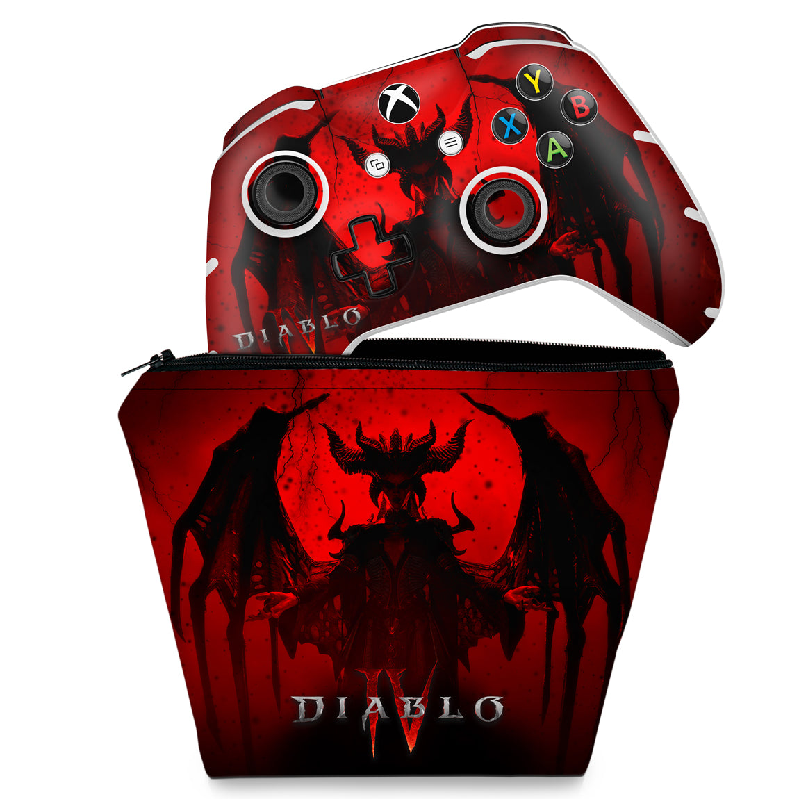 KIT Capa Case e Skin Anti-Rage Xbox One Slim X Controle - Diablo IV 4