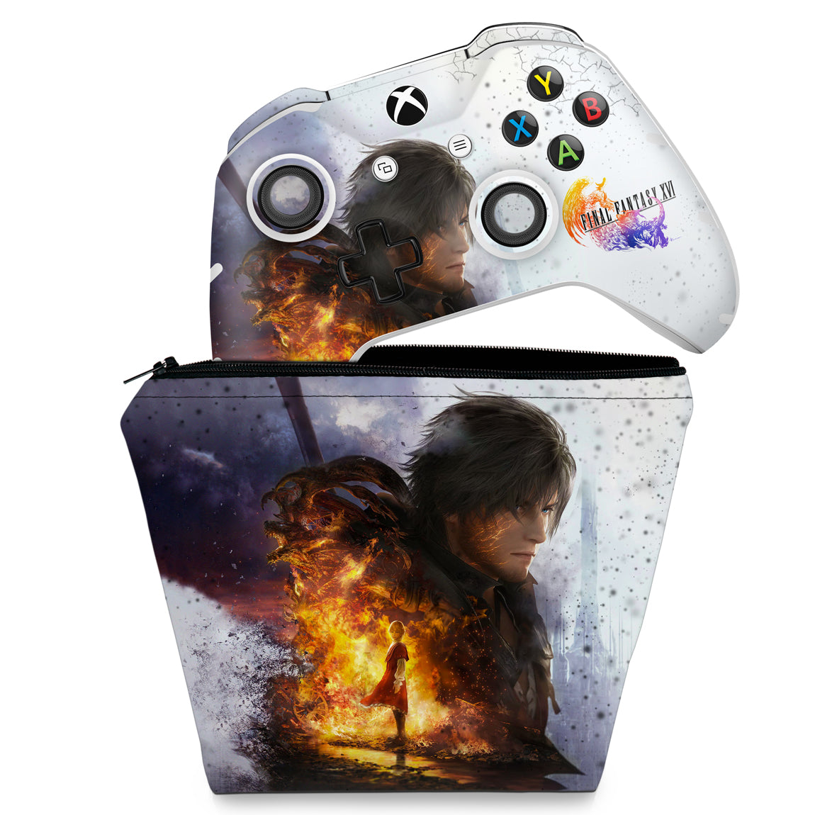 KIT Capa Case e Skin Anti-Rage Xbox One Slim X Controle - Final Fantasy XVI