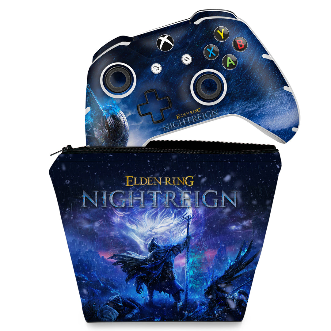 KIT Capa Case e Skin Anti-Rage Xbox One Slim X Controle - Elden Ring Nightreign