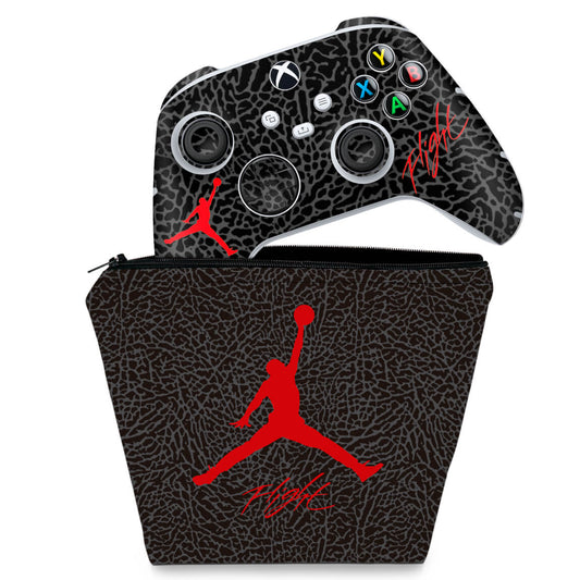 KIT Capa Case e Skin Anti-Rage Xbox Series S X Controle - Jordan Flight