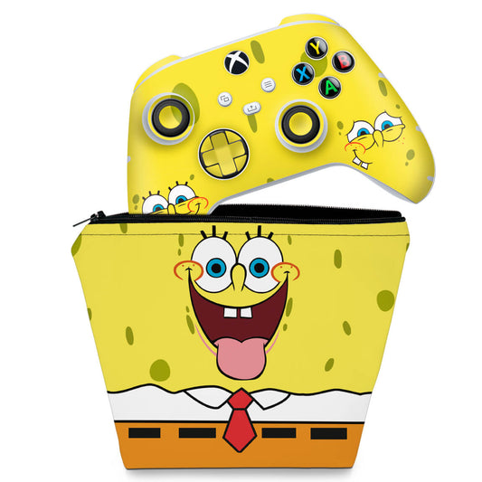 KIT Capa Case e Skin Anti-Rage Xbox Series S X Controle - Bob Esponja