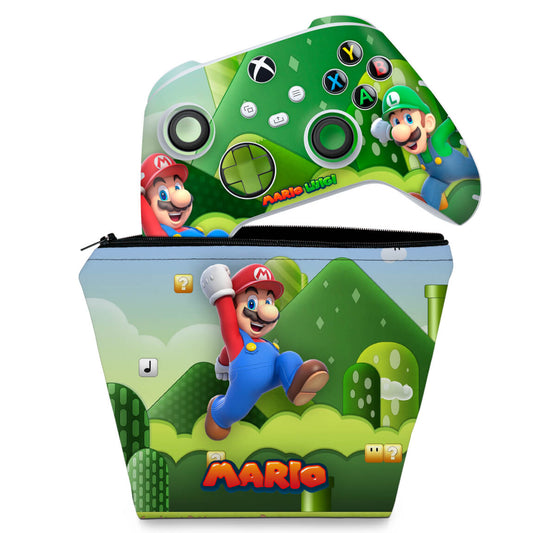 KIT Capa Case e Skin Anti-Rage Xbox Series S X Controle - Super Mario
