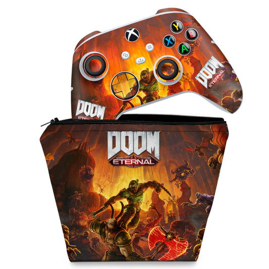 KIT Capa Case e Skin Anti-Rage Xbox Series S X Controle - Doom Eternal