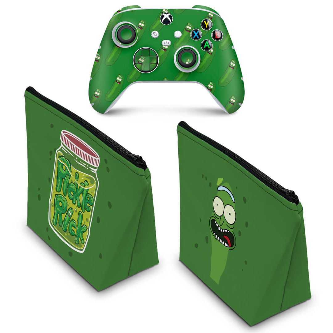 KIT Capa Case e Skin Anti-Rage Xbox Series S X Controle - Pickle Rick And Morty - Pop Arte Skins - foto 2