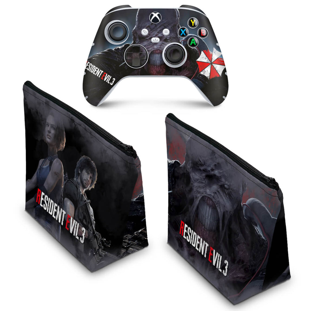 KIT Capa Case e Skin Anti-Rage Xbox Series S X Controle - Resident Evil 3 Remake - Pop Arte Skins - foto 2