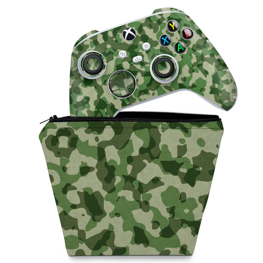 KIT Capa Case e Skin Anti-Rage Xbox Series S X Controle - Camuflado Verde