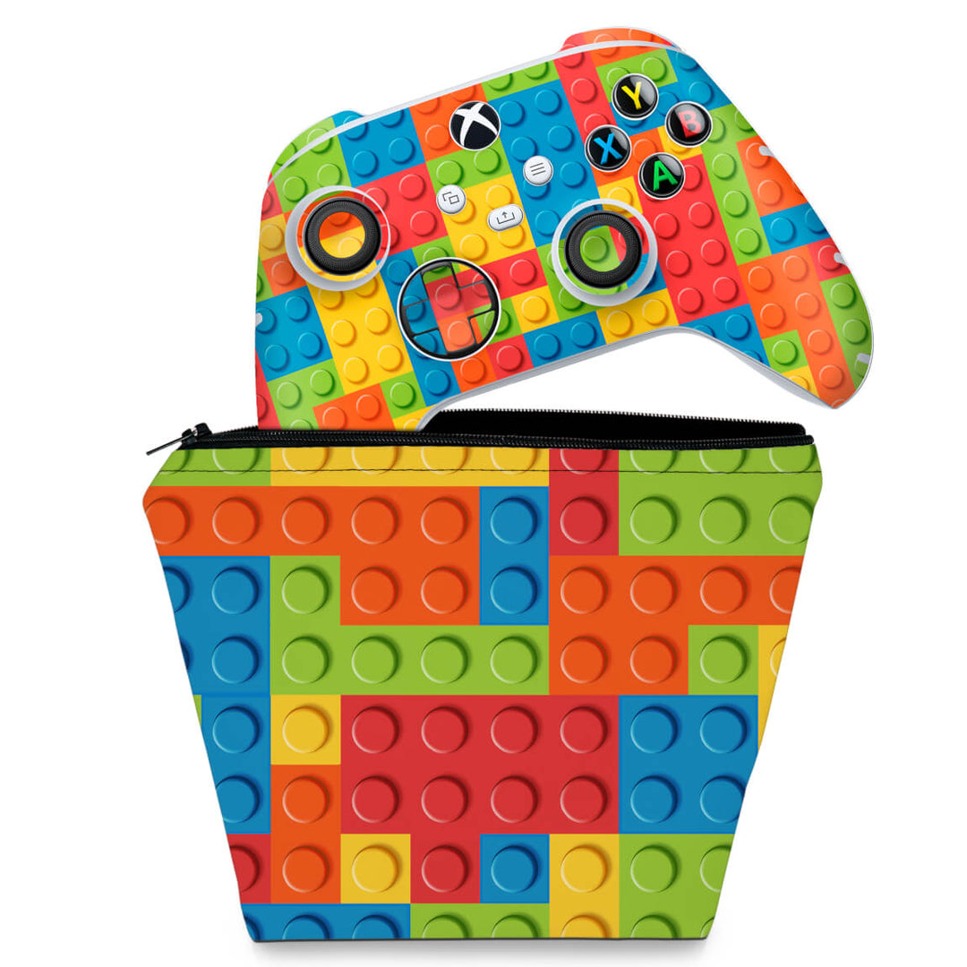KIT Capa Case e Skin Anti-Rage Xbox Series S X Controle - Lego Peça - Pop Arte Skins