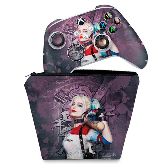 KIT Capa Case e Skin Anti-Rage Xbox Series S X Controle - Arlequina Harley Quinn