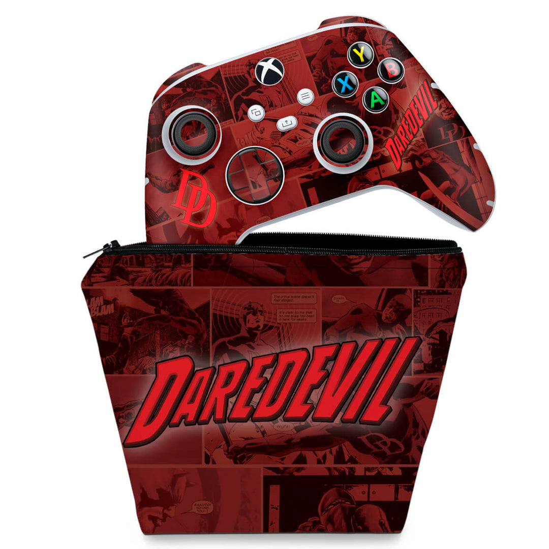 KIT Capa Case e Skin Anti-Rage Xbox Series S X Controle - Daredevil Demolidor Comics - Pop Arte Skins