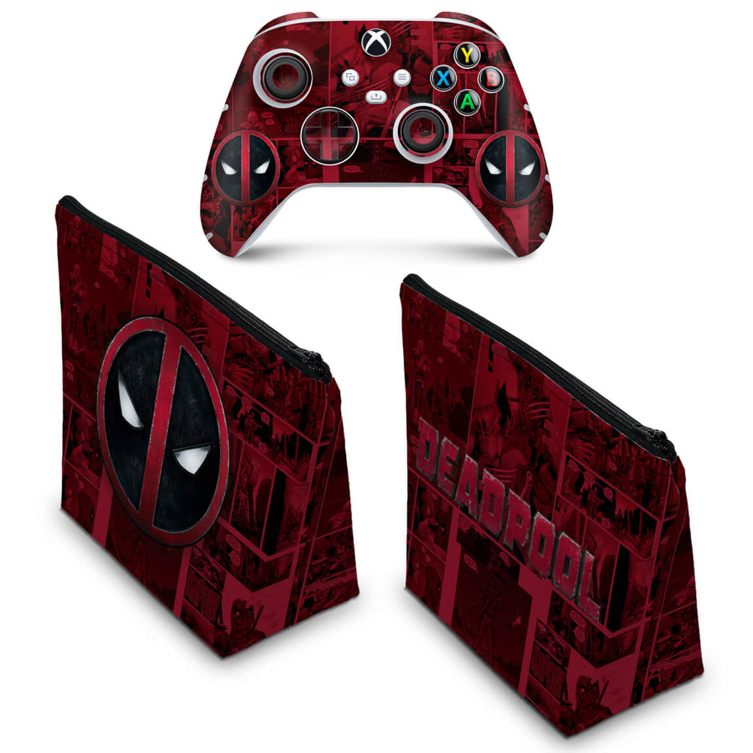 KIT Capa Case e Skin Anti-Rage Xbox Series S X Controle - Deadpool Comics - Pop Arte Skins - foto 2