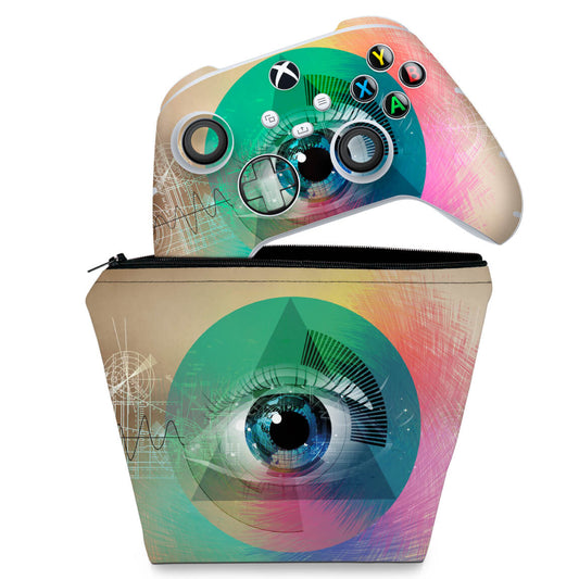 KIT Capa Case e Skin Anti-Rage Xbox Series S X Controle - Abstrato #89