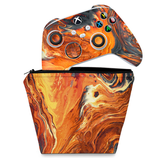 KIT Capa Case e Skin Anti-Rage Xbox Series S X Controle - Abstrato #95