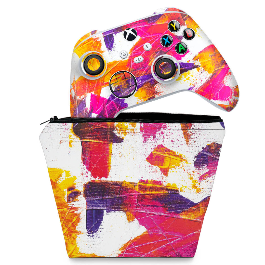 KIT Capa Case e Skin Anti-Rage Xbox Series S X Controle - Abstrato #103 - Pop Arte Skins