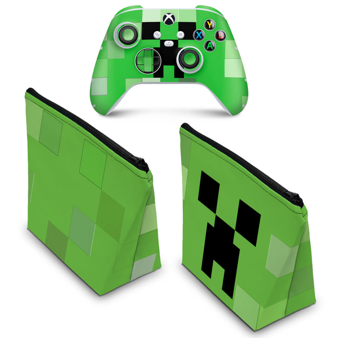 KIT Capa Case e Skin Anti-Rage Xbox Series S X Controle - Creeper Minecraft - Pop Arte Skins - foto 2