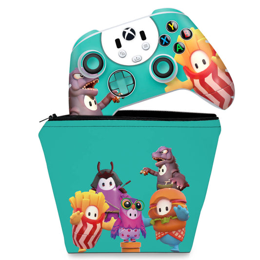 KIT Capa Case e Skin Anti-Rage Xbox Series S X Controle - Fall Guys