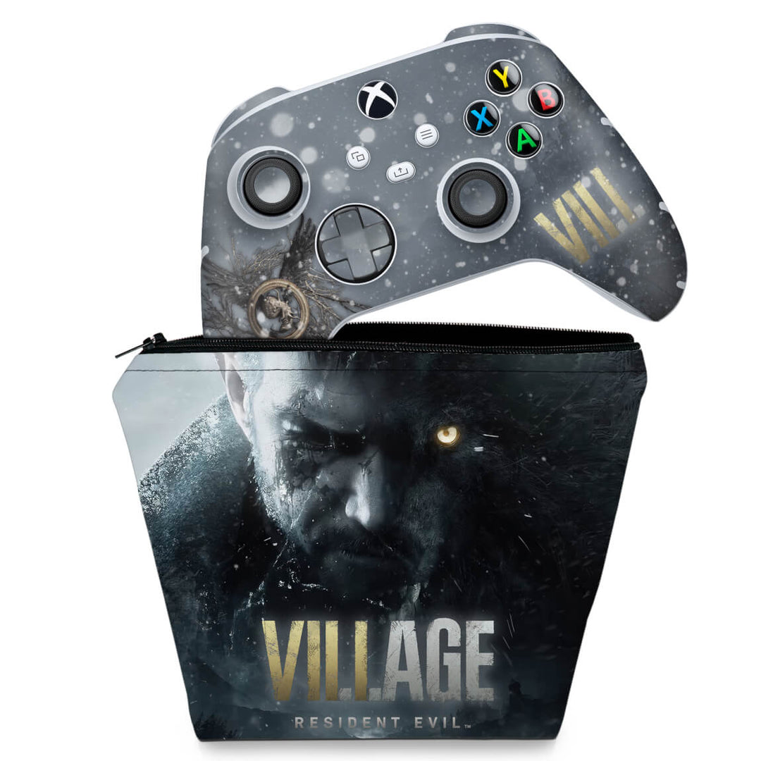 KIT Capa Case e Skin Anti-Rage Xbox Series S X Controle - Resident Evil Village